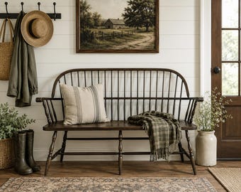 Handmade Windsor Arm Bench – Northern Cherry Farmhouse Seating - Etsy