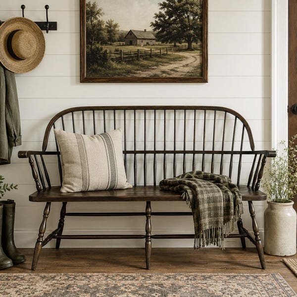 Handmade Windsor Arm Bench – Northern Cherry Farmhouse Seating