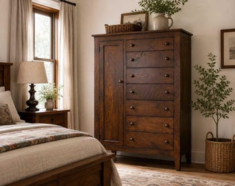 Gentleman’s Chest | Shaker Wardrobe Armoire | Solid Wood Dresser | Handmade Bedroom Storage