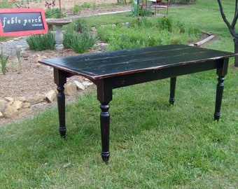Handmade Farmhouse Dining Table with Drawer: Rustic Pine Kitchen Table