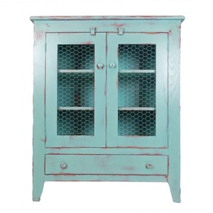 Shaker Pie Safe | Pie Safe with Wire Doors | Storage Cabinet | Kitchen Pantry with Drawer