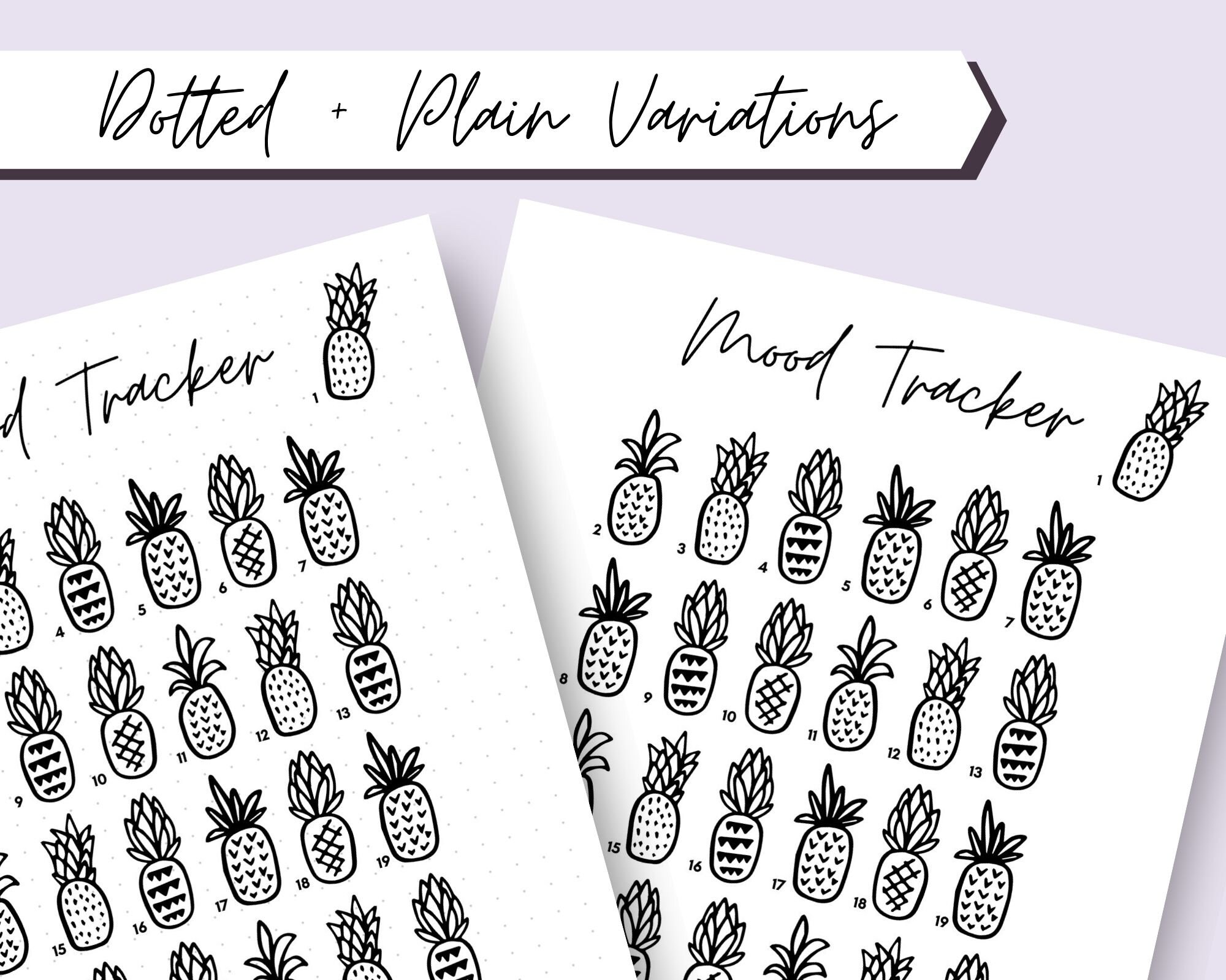 Pineapple Mood Tracker, Bullet Journal Printable, Monthly Mood Tracker ...