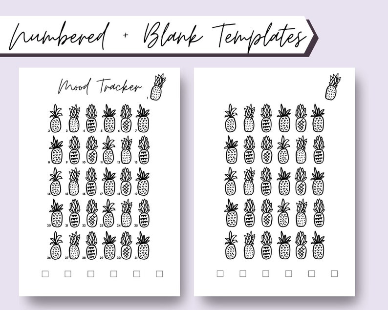 Pineapple Mood Tracker, Bullet Journal Printable, Monthly Mood Tracker ...