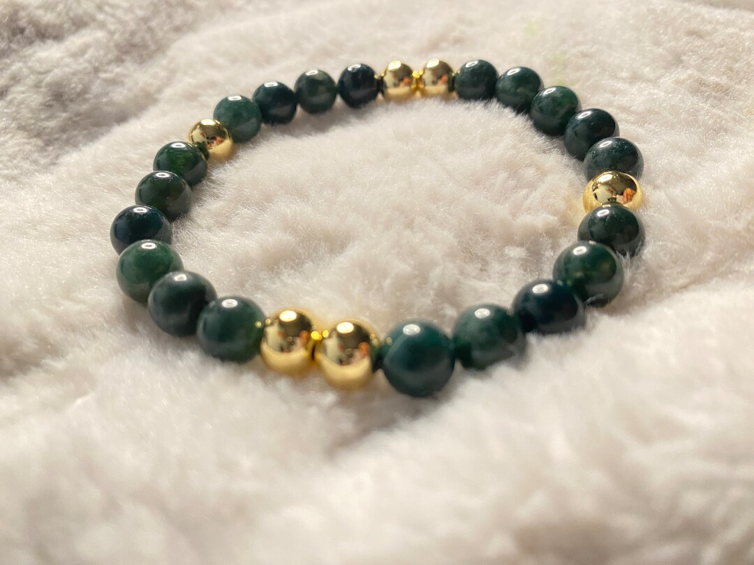 •MOSS AGATE - GEO MIX• linked silver bracelet (6.75