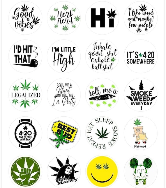 Cannabis Sticker Weed Stickers Marijuana Labels White | Etsy