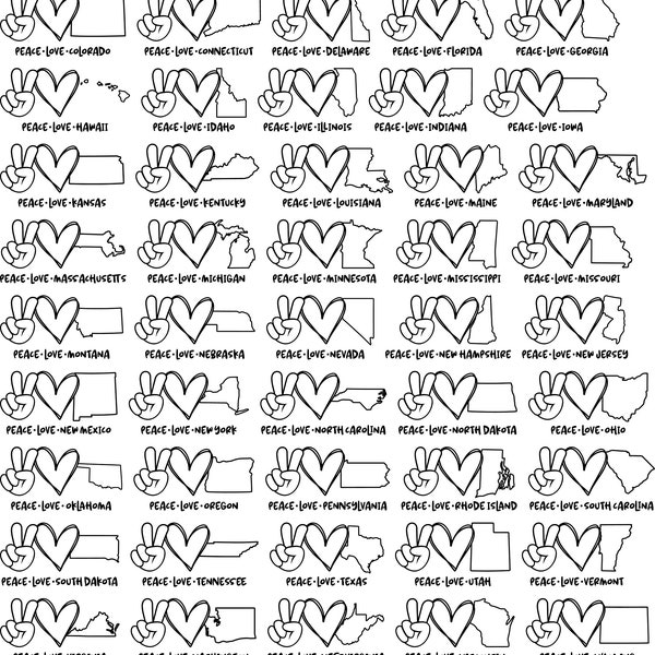 US States Ready To Press Sublimation Heat Press Transfers - USA States Peace Love & Pennsylvania - Vacation Hometown Love