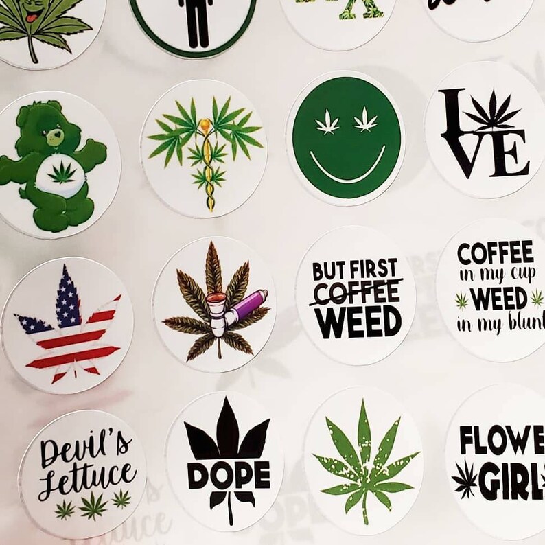 Cannabis Weed Decals Weed Stickers Marijuana Decals Etsy