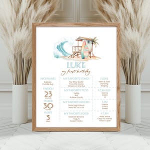Cartel de cumpleaños, póster / El Grande, tabla de surf, olas, playa, verano retro / Tablero de cumpleaños para niño, decoración, recuerdo TB1