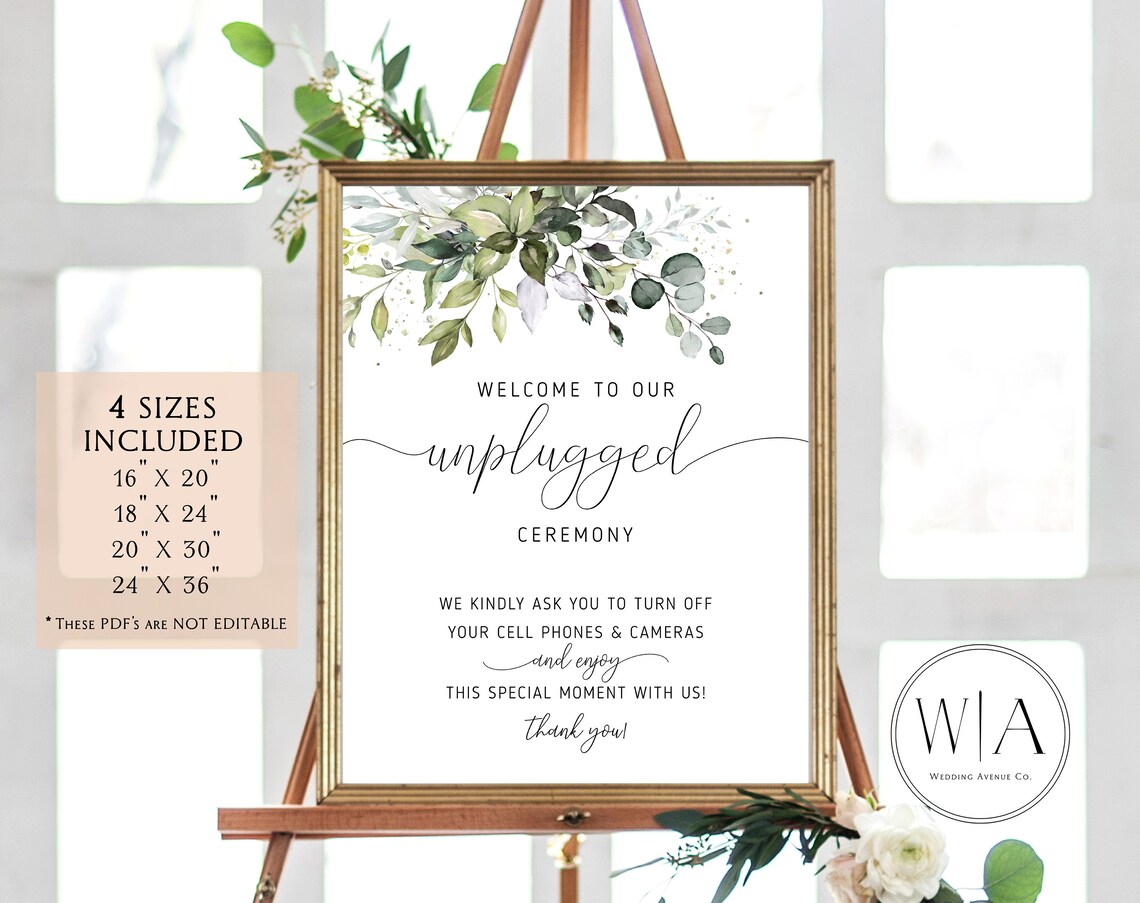 Unplugged Wedding Sign Printable Unplugged Wedding Ceremony - Etsy