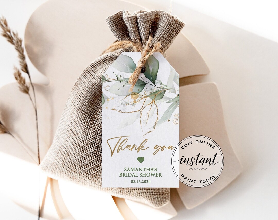 Printable Favors Editable Gift Tag Template Thank You Tags Greenery ...