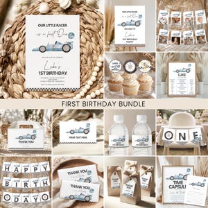 Race Car Birthday Bundle, Package | Fast ONE, Racing Car, Our Little Racer | Boy 1st Birthday Invitation, Signage, Printable Decor Ideas RC2
