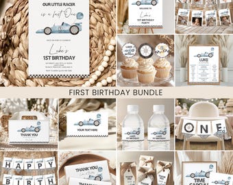 Paquete de cumpleaños de autos de carreras, paquete / Fast ONE, auto de carreras, invitación para el primer cumpleaños de nuestro pequeño corredor / niño, señalización, ideas de decoración imprimibles RC2