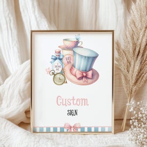 Personalisiertes Party Schild | Alice im Wunderland, Onederland, Mad Tea Party Girls 1. Geburtstag Party Dekoration Ideen, Beschilderung AW2