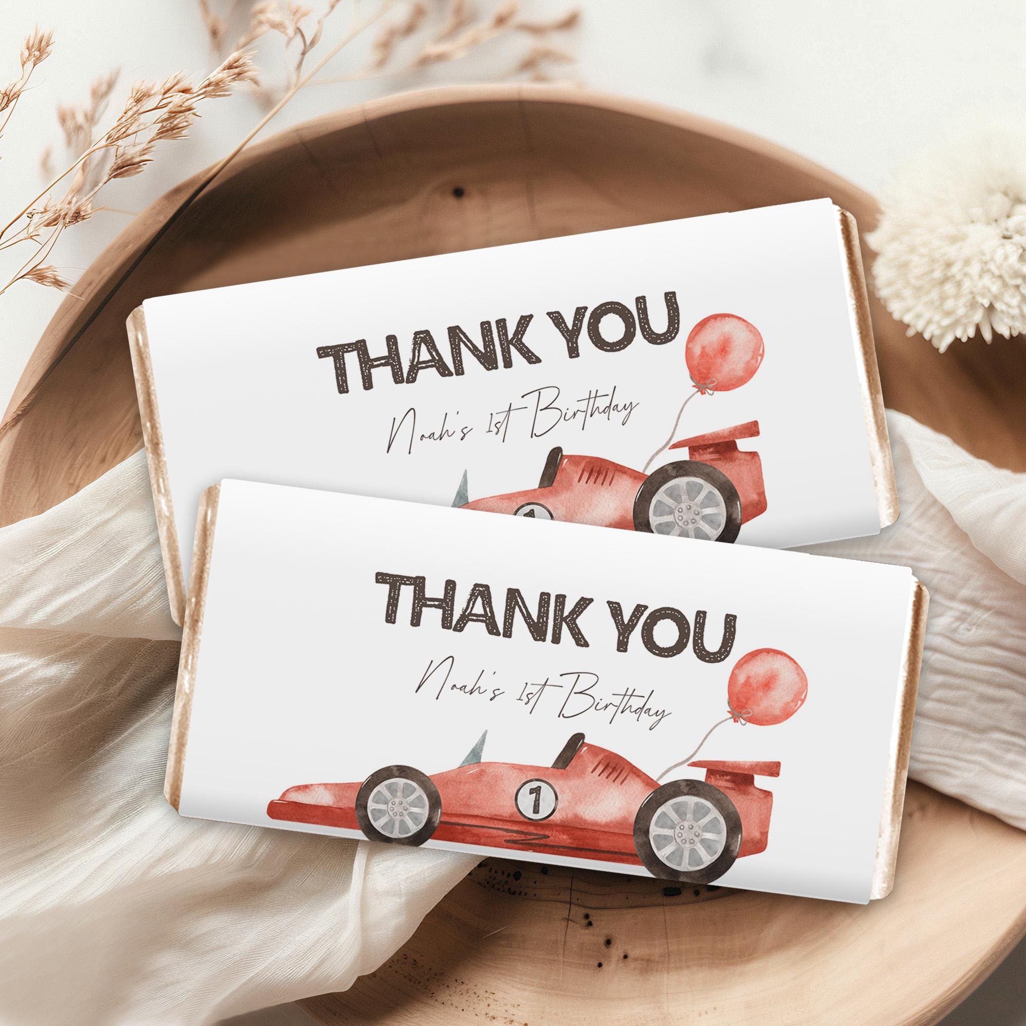 Chocolate Bar Wrapper, Candy Bar Favors | Race Car, Fast ONE, Racing Car, Our Little Racer | Boy 1st Birthday Party Decor, Hershey, Aldi RC1