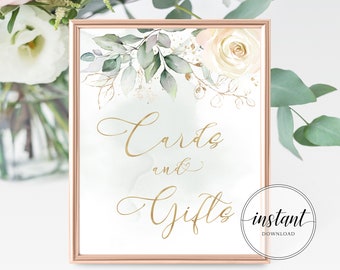 Gifts and Cards Sign Printable Wedding Gifts Sign Floral Cards and Gifts Sign Wedding Table Sign Greenery Watercolor Wedding Decor DIYGG1