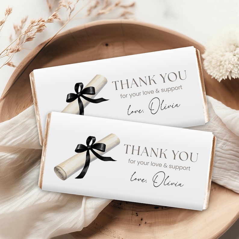 Printable Wrapper Ribbon Graduation Candy Bar Wrappers, Black Ribbon Grad Party Favors, Class of ...