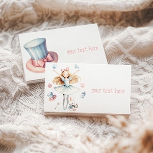 Birthday Tent Cards, Printable Place Cards, Food Label | Alice in Wonderland, Mad Hatter, Tea Party, Girl 1st Birthday Party Decor Ideas AW1