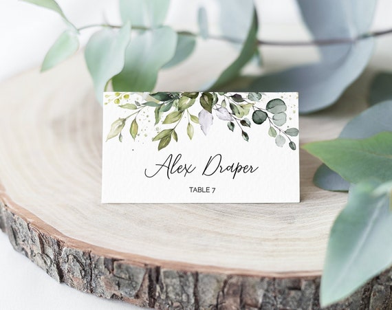 Place Card Template Editable Printable Wedding Name Card - Etsy