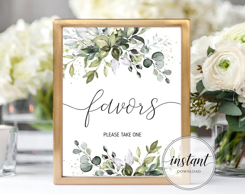 Floral Favors Sign Printable Wedding Favors Sign Greenery Etsy