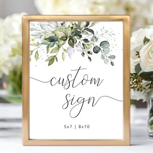 Custom Wedding Sign Template Printable Wedding Sign Personalized Wedding Decor Wedding Table Sign Greenery Watercolor Wedding Sign DIYWGR