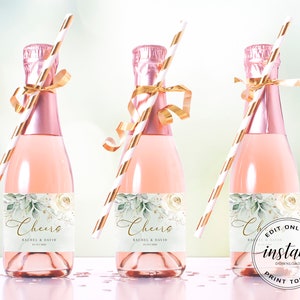 Printable Mini Champagne Bottle Labels Editable Champagne Labels Template Wedding Favor Tags ...