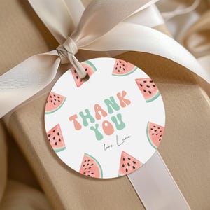 Birthday Favor Tags, Gift Tags, Stickers | Watermelon, ONE in a Melon, Pink, Summer | Girls 1st Birthday Party Favor Tags, Decor Ideas WM1