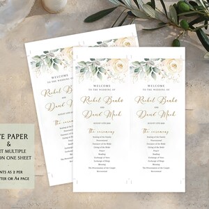 Editable Wedding Program Template Boho Floral Wedding Program Greenery ...