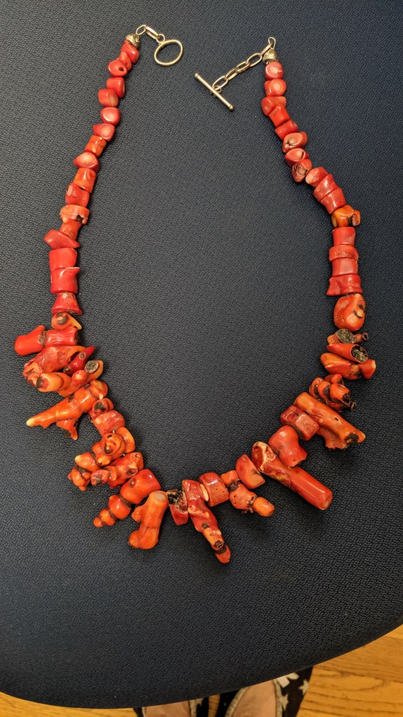 Vintage Necklace of Red Coral Nuggets