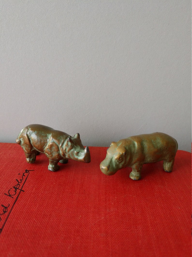 Vintage Brass Toned Verdigris Lead Animal Figurines / Lead Zoo Etsy UK