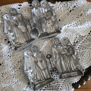 Antique Eppelscheimer Bride and Groom Pewter Ice Cream Mold / Vintage Newlywed Cake Topper / Bakery Decor / Decorative Chocolate, Food Mold