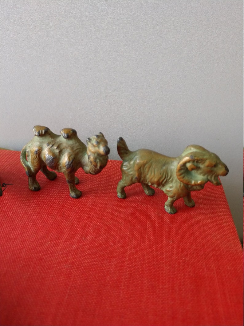 Vintage Brass Toned Verdigris Lead Animal Figurines / Lead Zoo Etsy UK