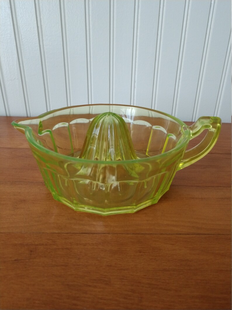 Large Vintage Vaseline Glass Citrus Juice Reamer / Depression Etsy