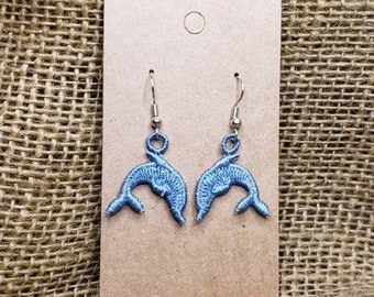 Friendly Dolphins - embroidered earrings