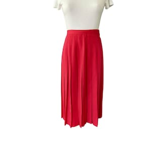 Vintage 80s Cherry Red Pleated Skirt - 28&quot; Waist