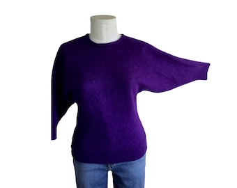 Vintage 1980s Dolman Sleeve Purple Sweater Rosanna Size M