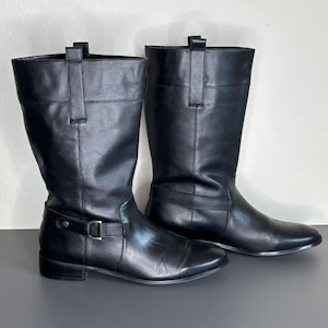 Rare Vintage 80\'s BMW Navy Blue & Grey Leather Motorcycle Boots Size 11.5 80s Motorcycle Boots - Etsy main image 3