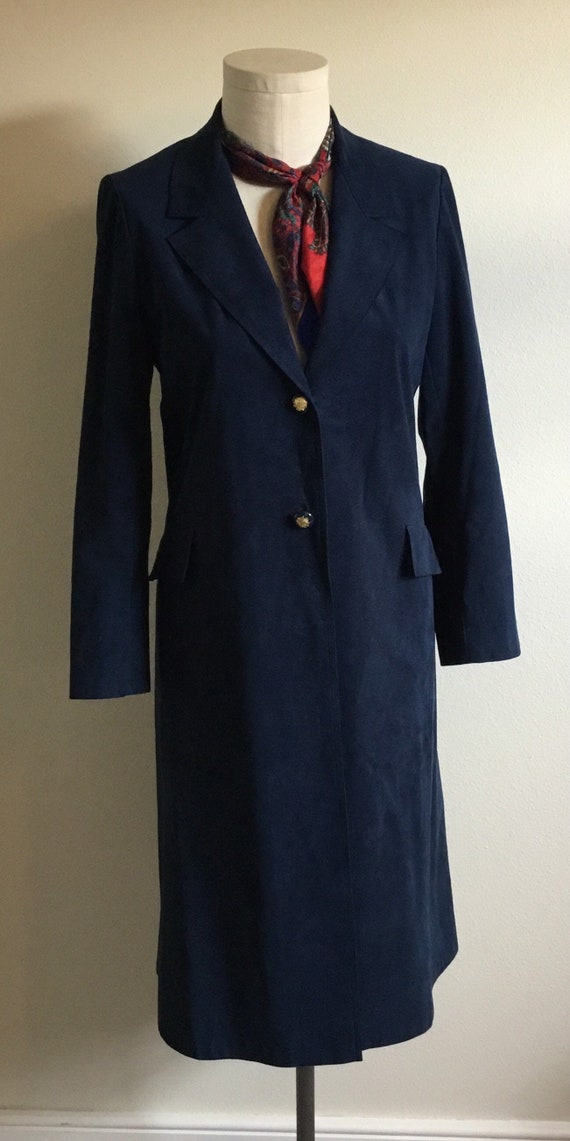 Vintage 1970s Navy Ultra Suede Abe Schrader Trench