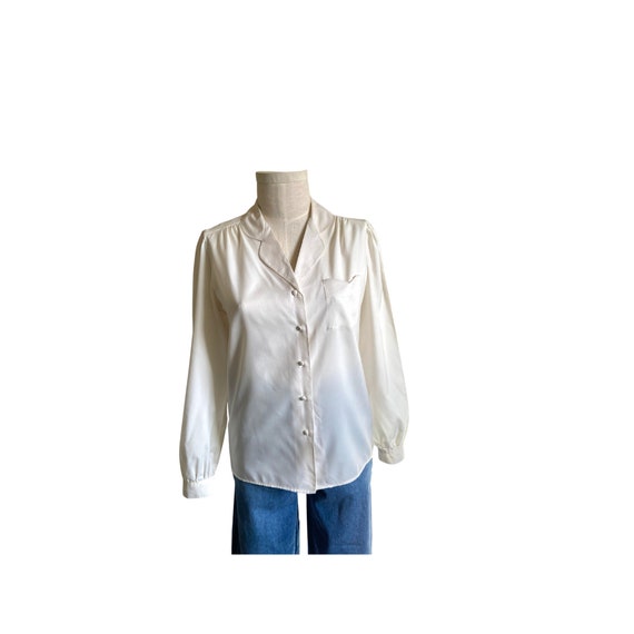 Vintage 1970s cream Blouse Ship N Shore Size Large - image 1