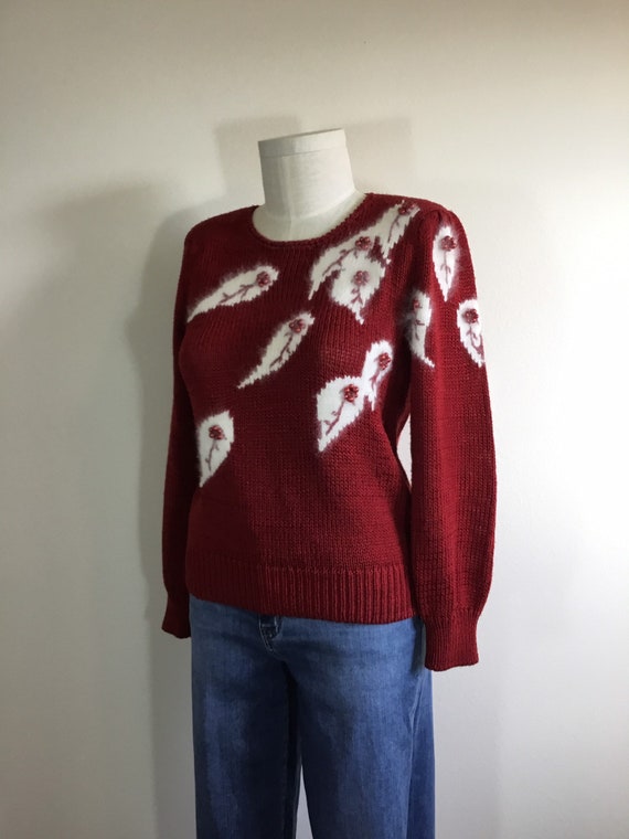 vintage 1980s Angora Red And White christmas sweat