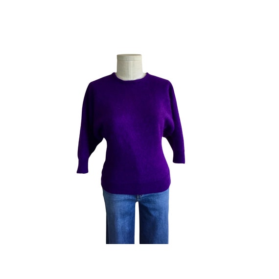 Vintage 1980s Dolman Sleeve Purple Sweater Rosann… - image 2