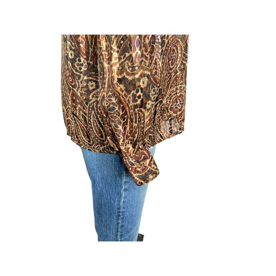 Yves st clair, brown Semi Sheer chiffon Paisley 8… - image 5