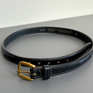 Vintage Black Leather Belt, Tory Brand, Size 28, Made in the  display picture 1