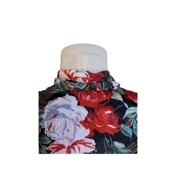Vintage 1990s floral drape neck secretary Blouse - image 5