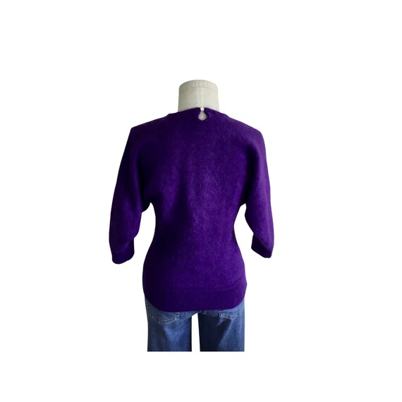 Vintage 1980s Dolman Sleeve Purple Sweater Rosann… - image 5