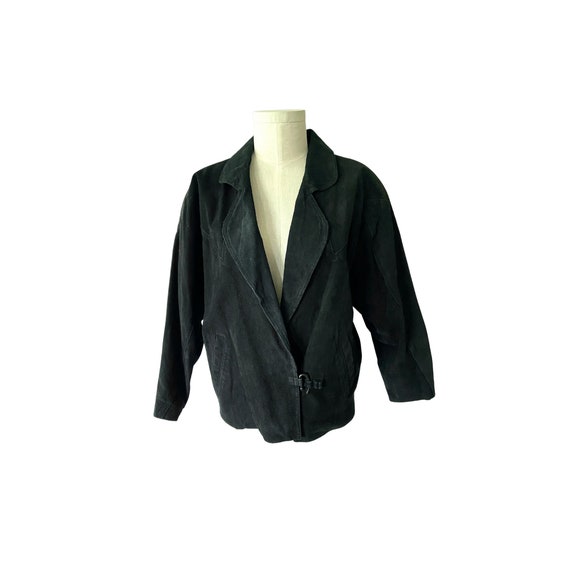 Black Leather Jacket Size Large 1980s BB Dakota, … - image 6