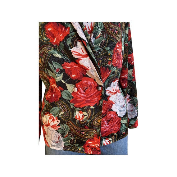 Vintage 1990s floral drape neck secretary Blouse - image 7
