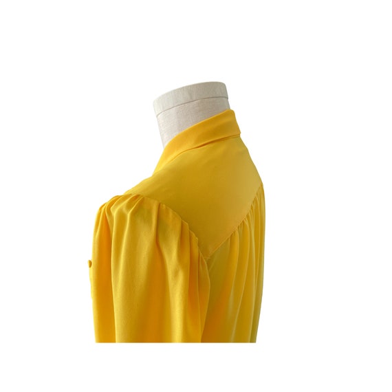 Vintage 1980s Josephine Lemon yellow chiffon blou… - image 4