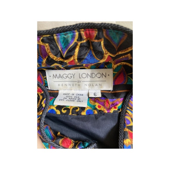 1990s silk Jewel Tone Cropped jacket vintage Magg… - image 6