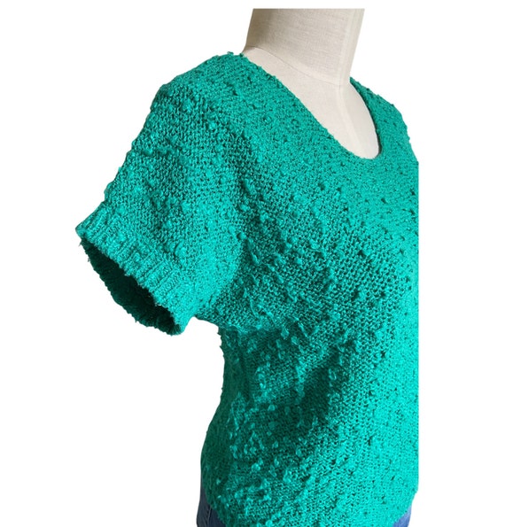 1980s vintage emerald green textured sleeveless s… - image 2