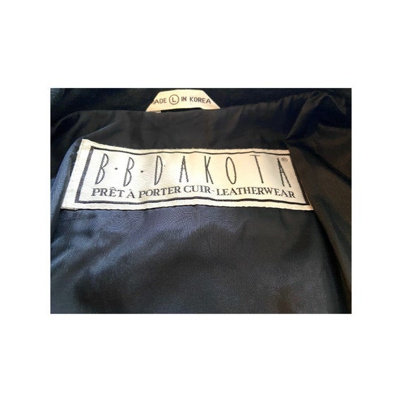 Black Leather Jacket Size Large 1980s BB Dakota, … - image 4
